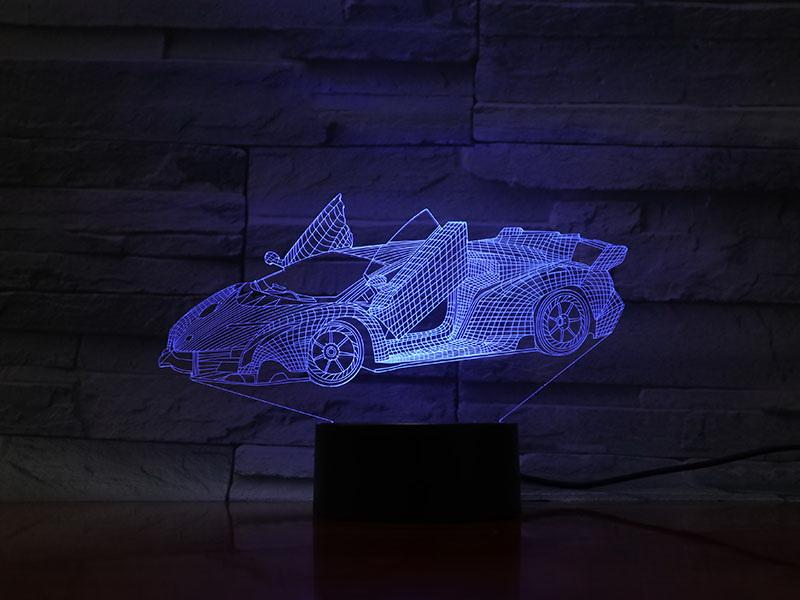 Open Car Sports Car 3D Illusion Lamp Night Light