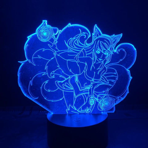 Image of or League of Legends Hero Ahri Lore The Nine Tai Fox Switch Room 3D Illusion Lamp Night Light