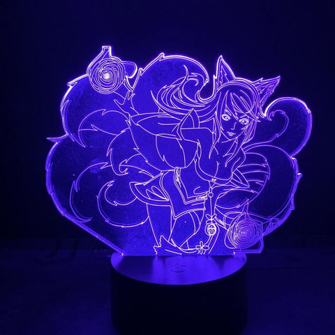 Image of or League of Legends Hero Ahri Lore The Nine Tai Fox Switch Room 3D Illusion Lamp Night Light