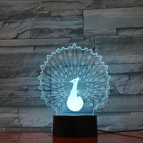 Image of Peacock 3D Illusion Lamp Night Light