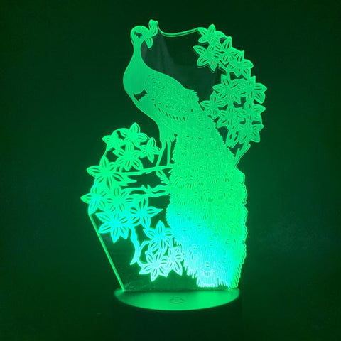 Image of Peacock Live Room 3D Illusion Lamp Night Light