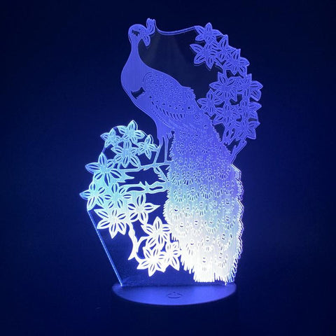 Image of Peacock Live Room 3D Illusion Lamp Night Light
