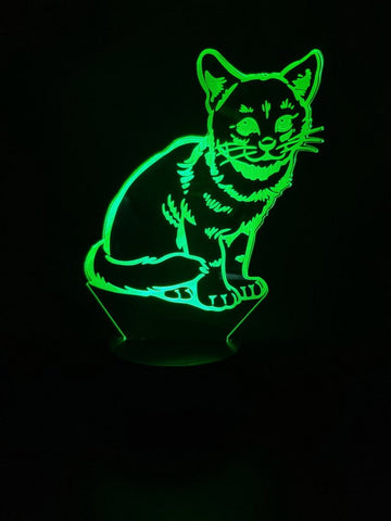 Image of pets cats The kitten bright base 3D Illusion Lamp Night Light