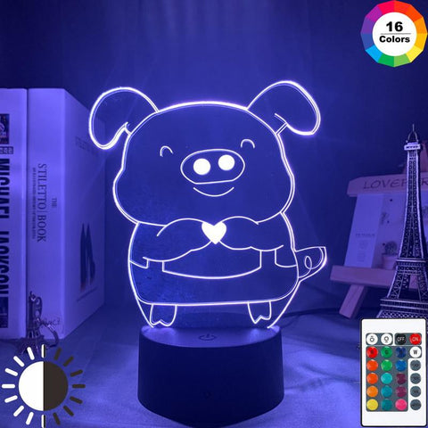 Image of Pig Child 3D Illusion Lamp Night Light