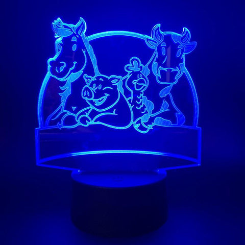 Image of Pig Cow Horse ZOO 3D Illusion Lamp Night Light