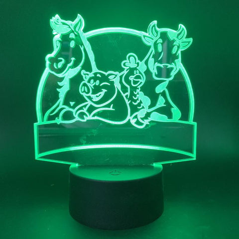 Image of Pig Cow Horse ZOO 3D Illusion Lamp Night Light