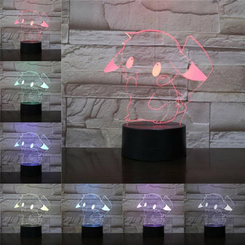 Image of Pikachu Pokemon GO Game Figure 3D Illusion Lamp Night Light
