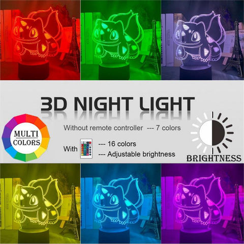 Image of Pokemon Bulbasaur Figure 3D Illusion Lamp Night Light
