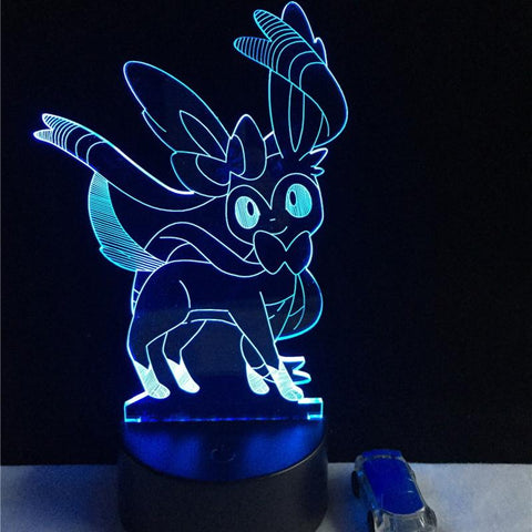 Image of Pokemon Game Eevee Sylveon Kawaii Figure 3D Illusion Lamp Night Light