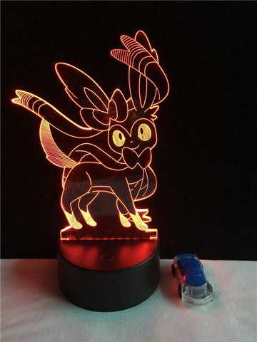 Image of Pokemon Game Eevee Sylveon Kawaii Figure 3D Illusion Lamp Night Light