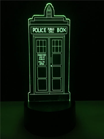 Image of Police Public Call Box Telephone Kid Room 3D Illusion Lamp Night Light