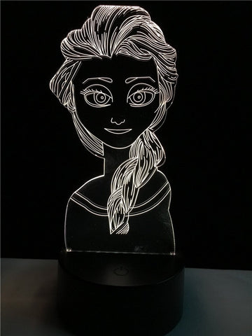 Image of Princess Elsa Girl Toy 3D Illusion Lamp Night Light