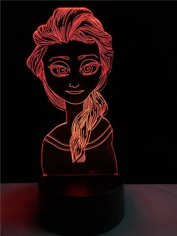 Image of Princess Elsa Girl Toy 3D Illusion Lamp Night Light