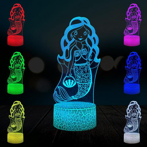 Image of Princess Mermaid 3D Illusion Lamp Night Light
