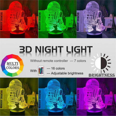 Image of R2 D2 Robot 3D Illusion Lamp Night Light