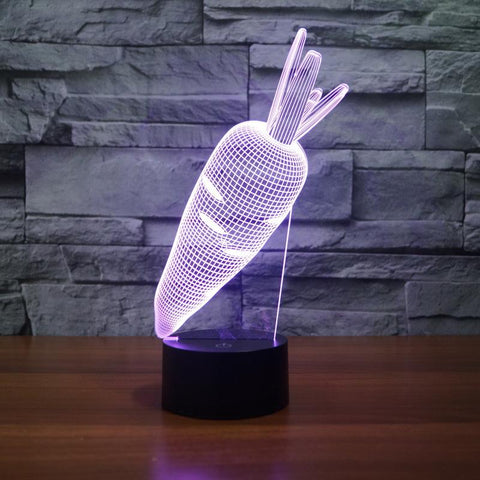 Image of Rabbit Carrot Vegetables 3D Illusion Lamp Night Light