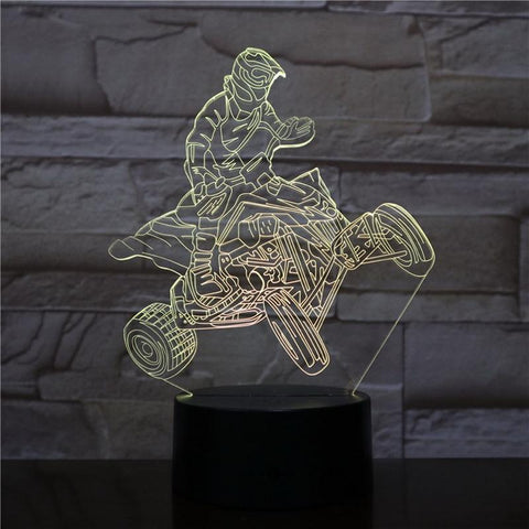 Image of Racing Motorcyclist Four-wheel 3D Illusion Lamp Night Light
