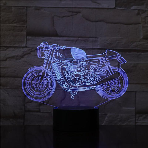 Image of Retro Motorcycle 3D Illusion Lamp Night Light