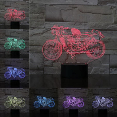 Image of Retro Motorcycle 3D Illusion Lamp Night Light
