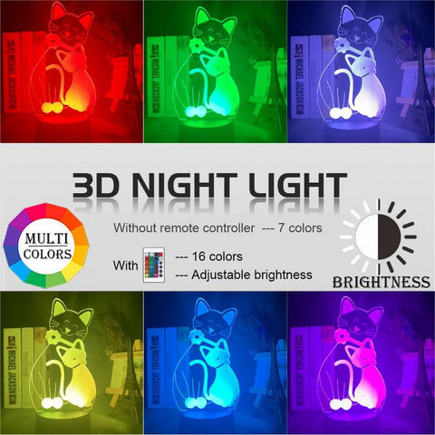 Image of Romantic 2 Cats 3D Illusion Lamp Night Light