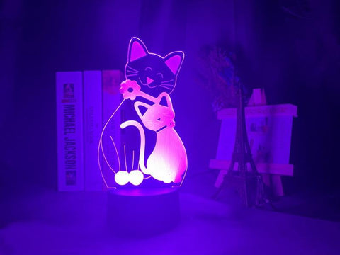 Image of Romantic 2 Cats 3D Illusion Lamp Night Light