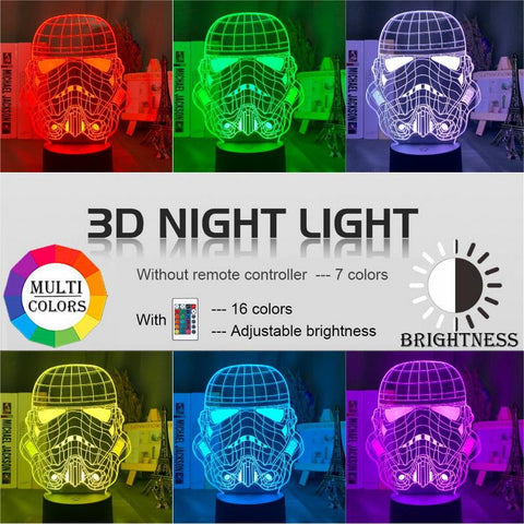 Image of Star Wars Imperial Stormtrooper Helmet 3D Illusion Lamp Night Light