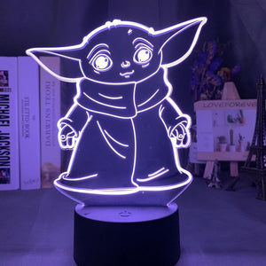 Star Wars Kids Baby Yoda Meme Figure 3D Illusion Lamp Night Light