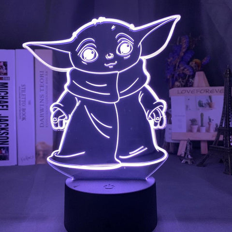 Image of Star Wars Kids Baby Yoda Meme Figure 3D Illusion Lamp Night Light