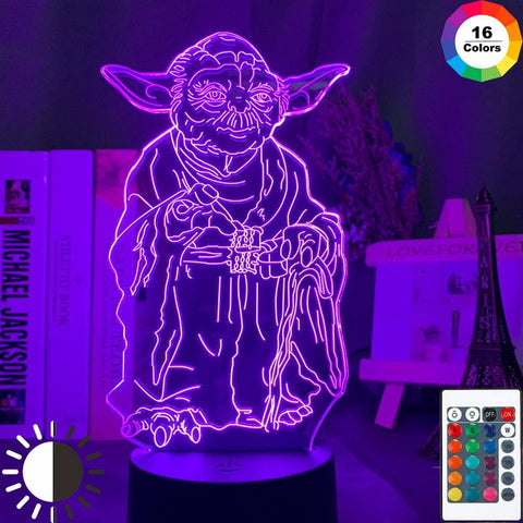 Image of Star Wars Master Yoda Figure 3D Illusion Lamp Night Light 93