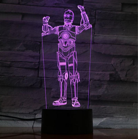 Image of Star Wars Robot C-3PO Action Figure 3D Illusion Lamp Night Light