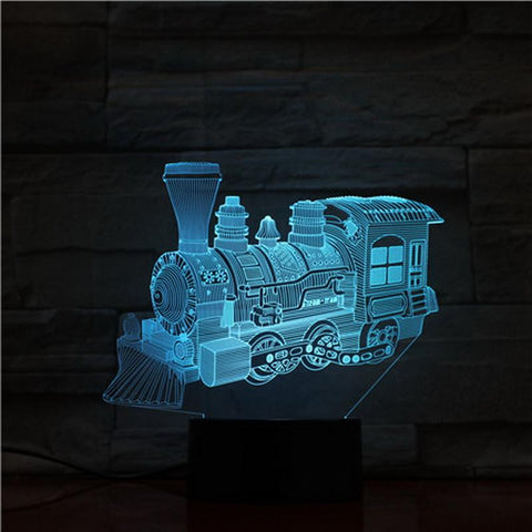 Image of Steam Locomotive 3D Illusion Lamp Night Light