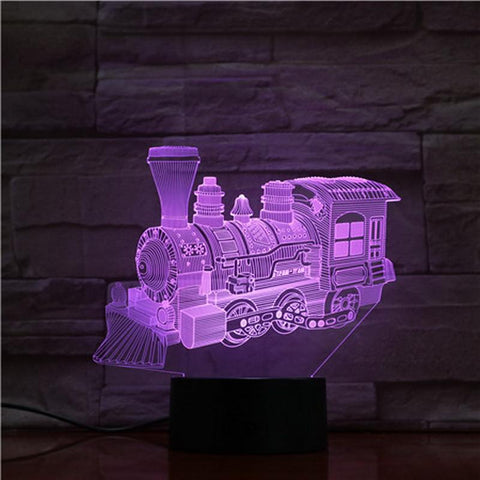 Image of Steam Locomotive 3D Illusion Lamp Night Light
