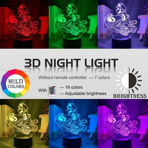 Image of Super Mario Car Racing 3D Illusion Lamp Night Light