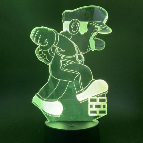 Image of Super Mario Stepping on Brick Nintendo The Plumber 3D Illusion Lamp Night Light