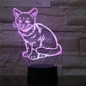 The Kitten Cats Pets 3D Illusion Lamp Night Light