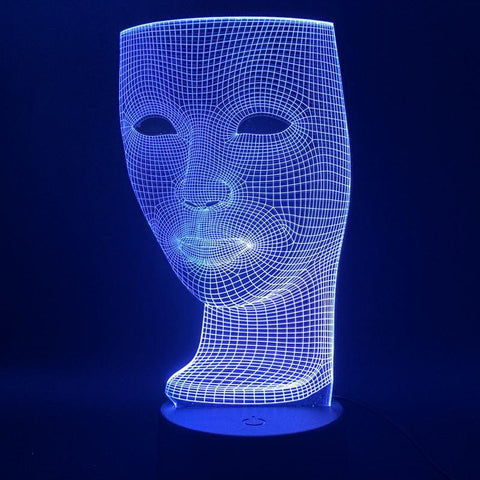 Image of Three-dimensional face 3D Illusion Lamp Night Light