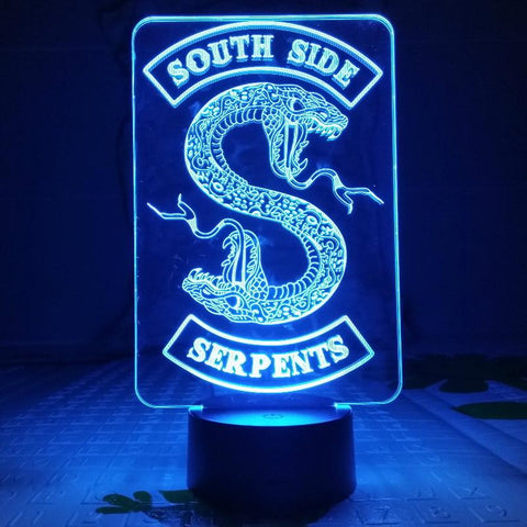 Image of TV Series Riverdale South Side Serpents Snake Logo 3D Illusion Lamp Night Light