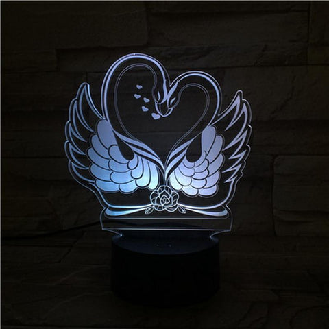 Image of Two swans 3D Illusion Lamp Night Light