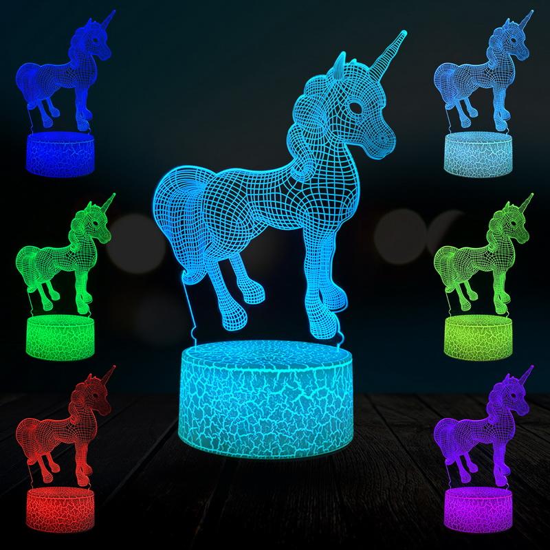 Unicorn Christmas 3D Illusion Lamp Night Light