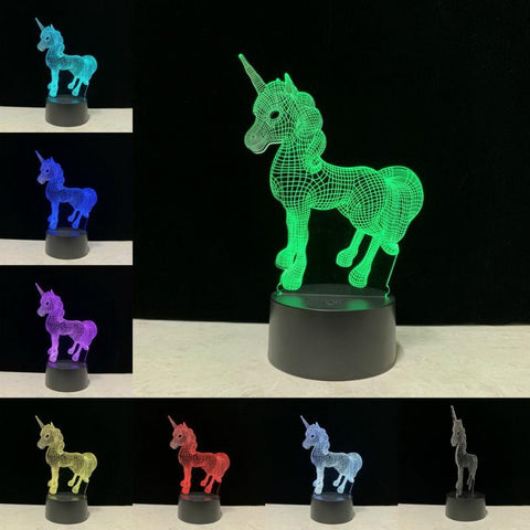 Image of Unicorn Christmas 3D Illusion Lamp Night Light
