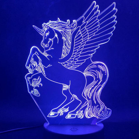Image of Unicorn Flying Horse Pegasus 3D Illusion Lamp Night Light