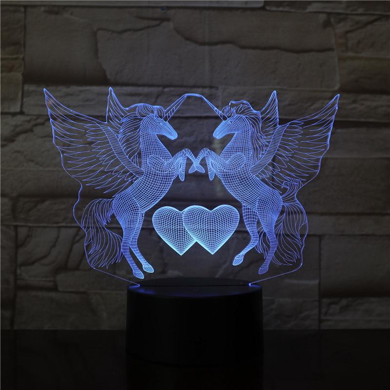 Unicorn Love 3D Illusion Lamp Night Light