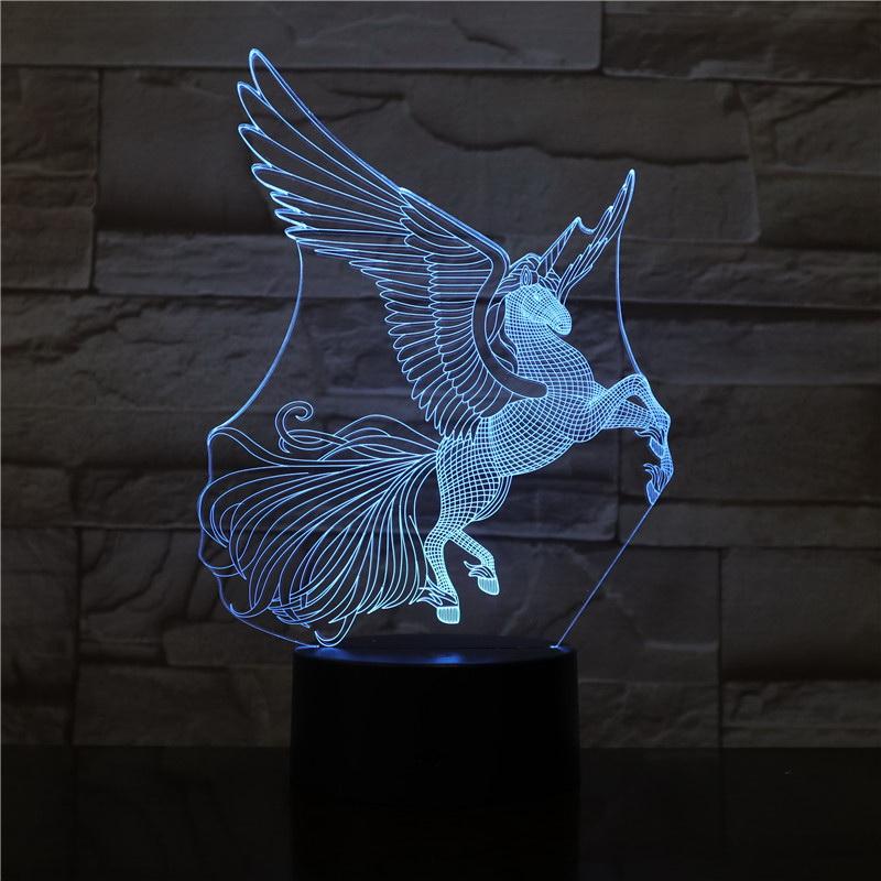 Unicorn Pegasus 3D Illusion Lamp Night Light