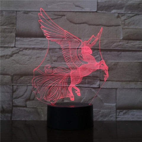 Image of Unicorn Pegasus 3D Illusion Lamp Night Light