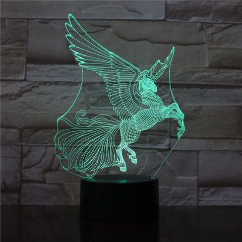 Image of Unicorn Pegasus 3D Illusion Lamp Night Light