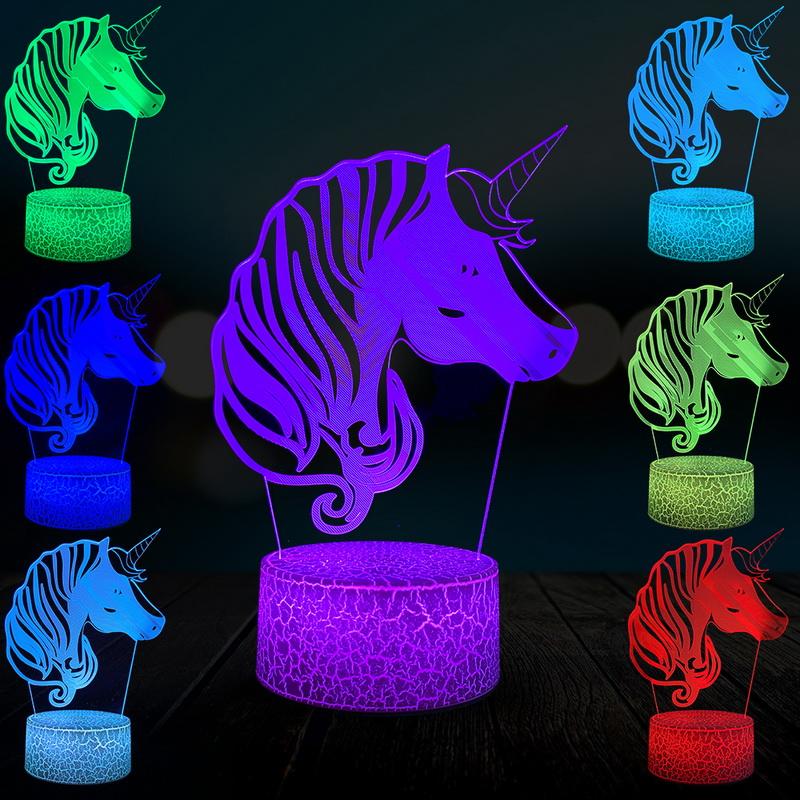 Unicorn Pony Head 3D Illusion Lamp Night Light
