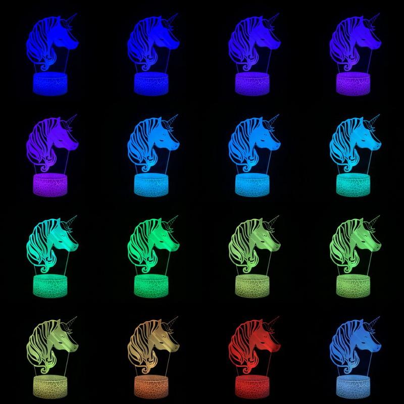 Unicorn Pony Head 3D Illusion Lamp Night Light