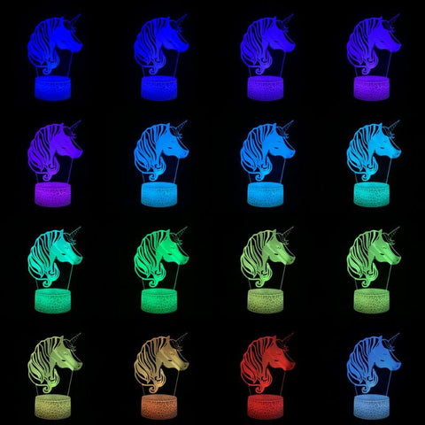 Image of Unicorn Pony Head 3D Illusion Lamp Night Light