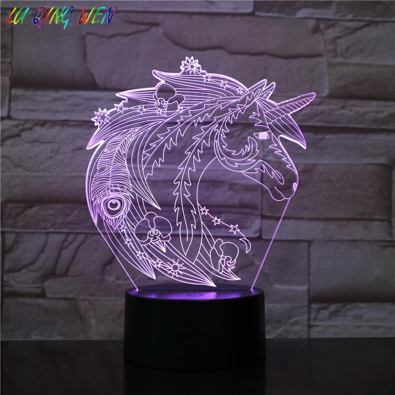 Unicorn Sensor Room 3D Illusion Lamp Night Light