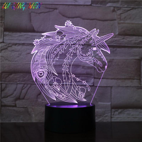 Image of Unicorn Sensor Room 3D Illusion Lamp Night Light